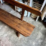 Table à manger et 2 bancs en bois foncé Aranjou années 70/80 ☐ 200 x 89 cm