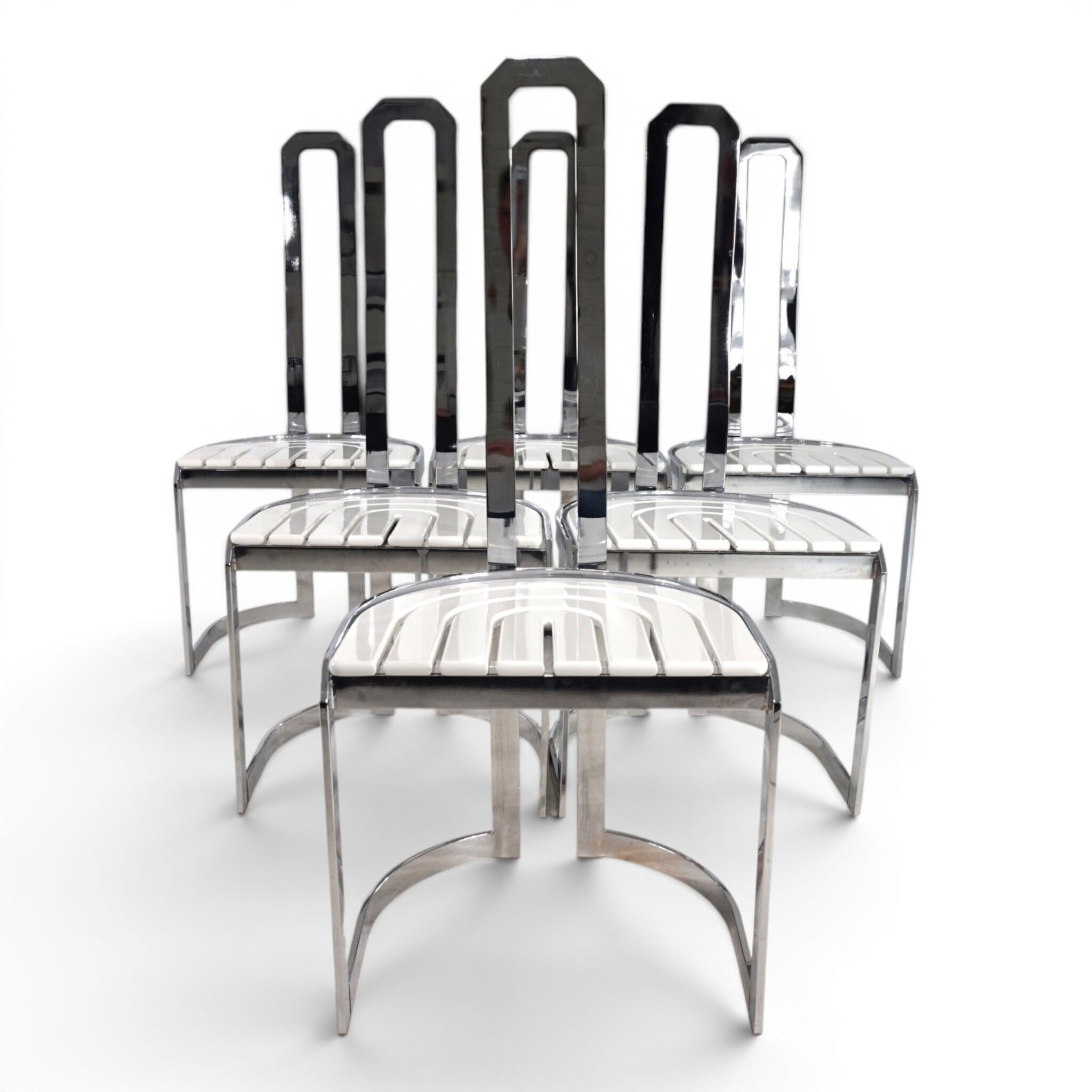 Ensemble de 6 chaises de salle à manger Allmilmö postmodernes, 1980