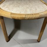 Vivai del Sud rattan & travertine dining table Italy 1960’s