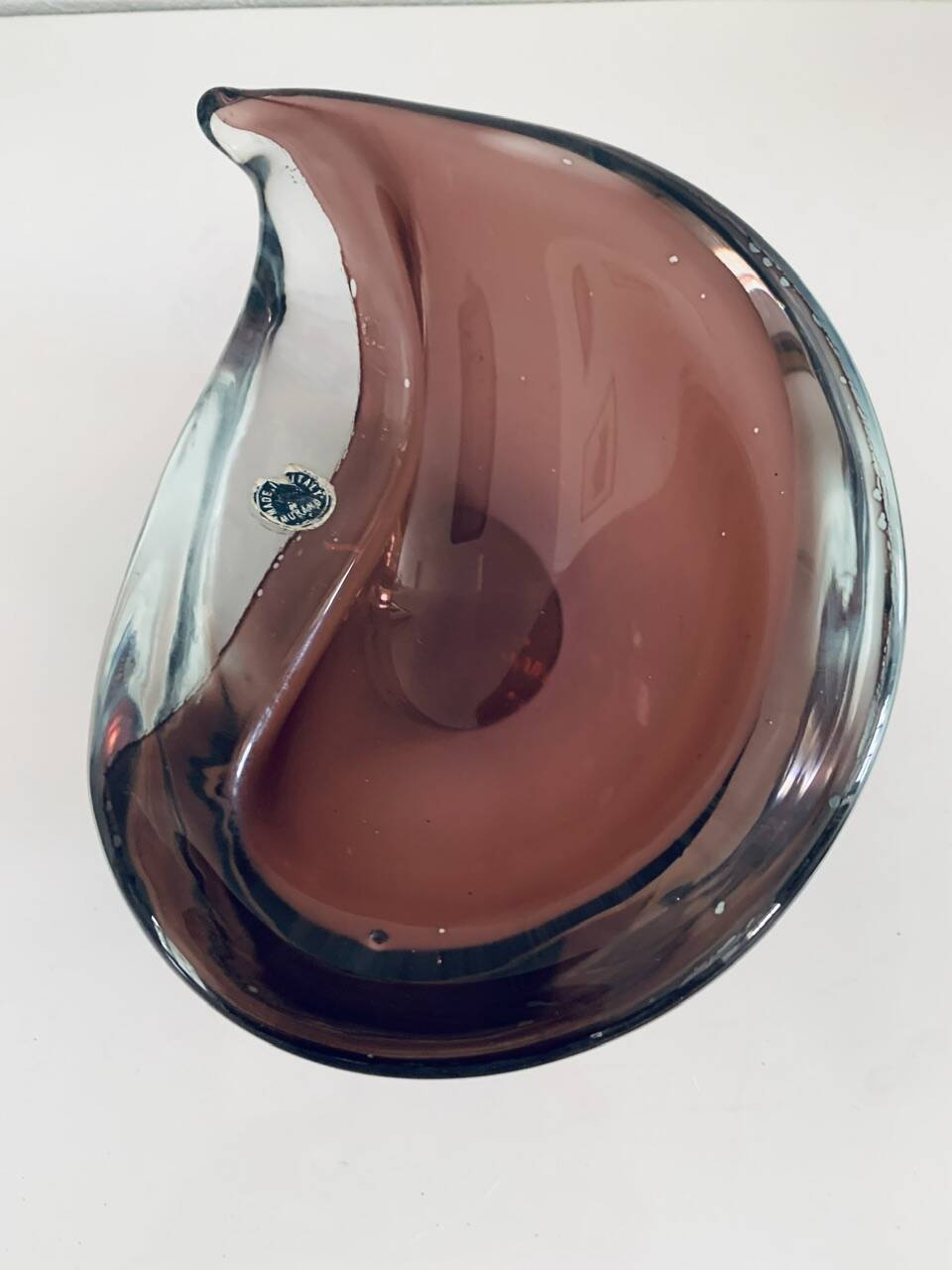 Vintage ashtray, Murano Sommerso, with pestle and label, circa 1960s