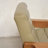 Pair of green leather armchairs 1960