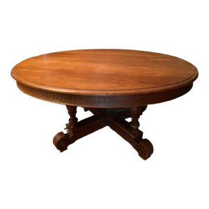 Table ovale XIXe en chêne - massif