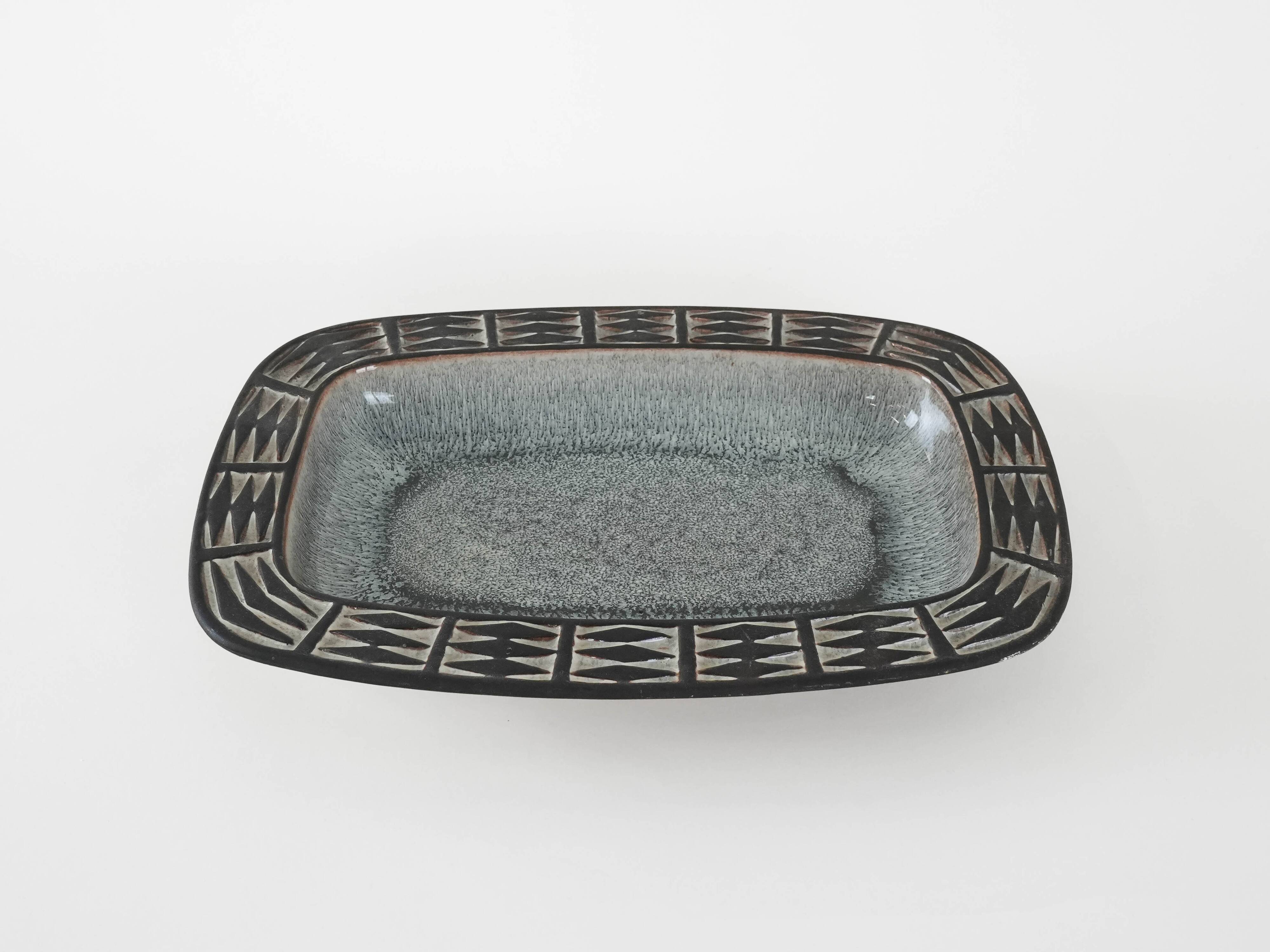 Ceramic platter, Danish design, 1960s, manufactured by Frank Keramik