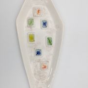 Glazed ceramic bowl, cracked glass decoration, signed Jacquin of California (USA) - 1950s
