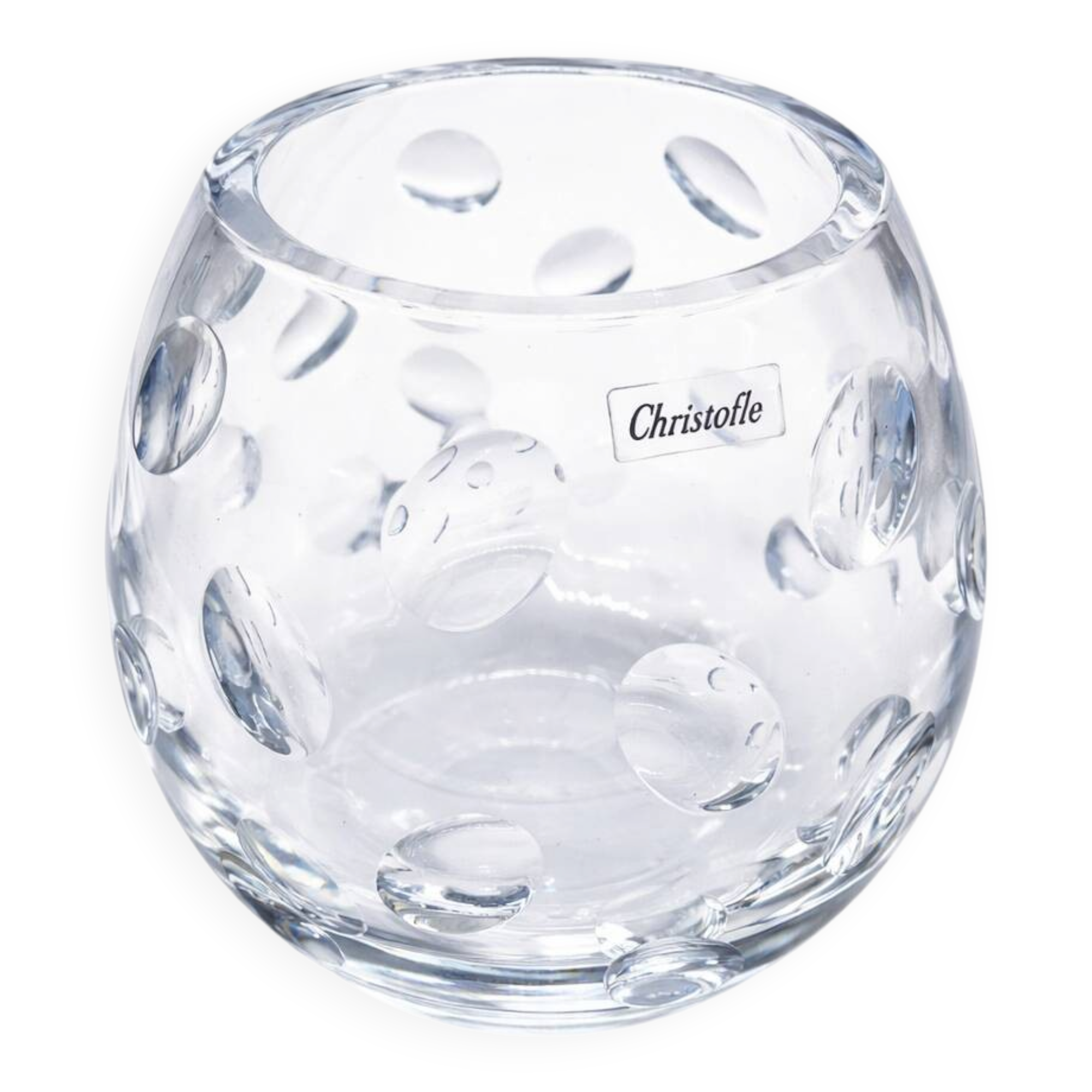 Crystal vase signed Christofle – Bubbled model – 16 cm – Perfect condition