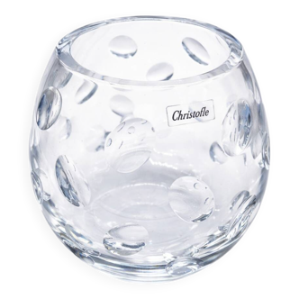 Crystal vase signed Christofle – Bubbled model – 16 cm – Perfect condition