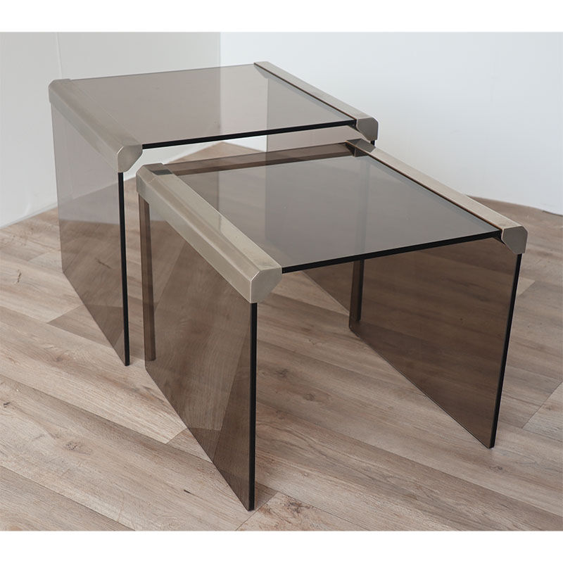 Set of 2 glass trundle tables by Gallotti and Radice 1970