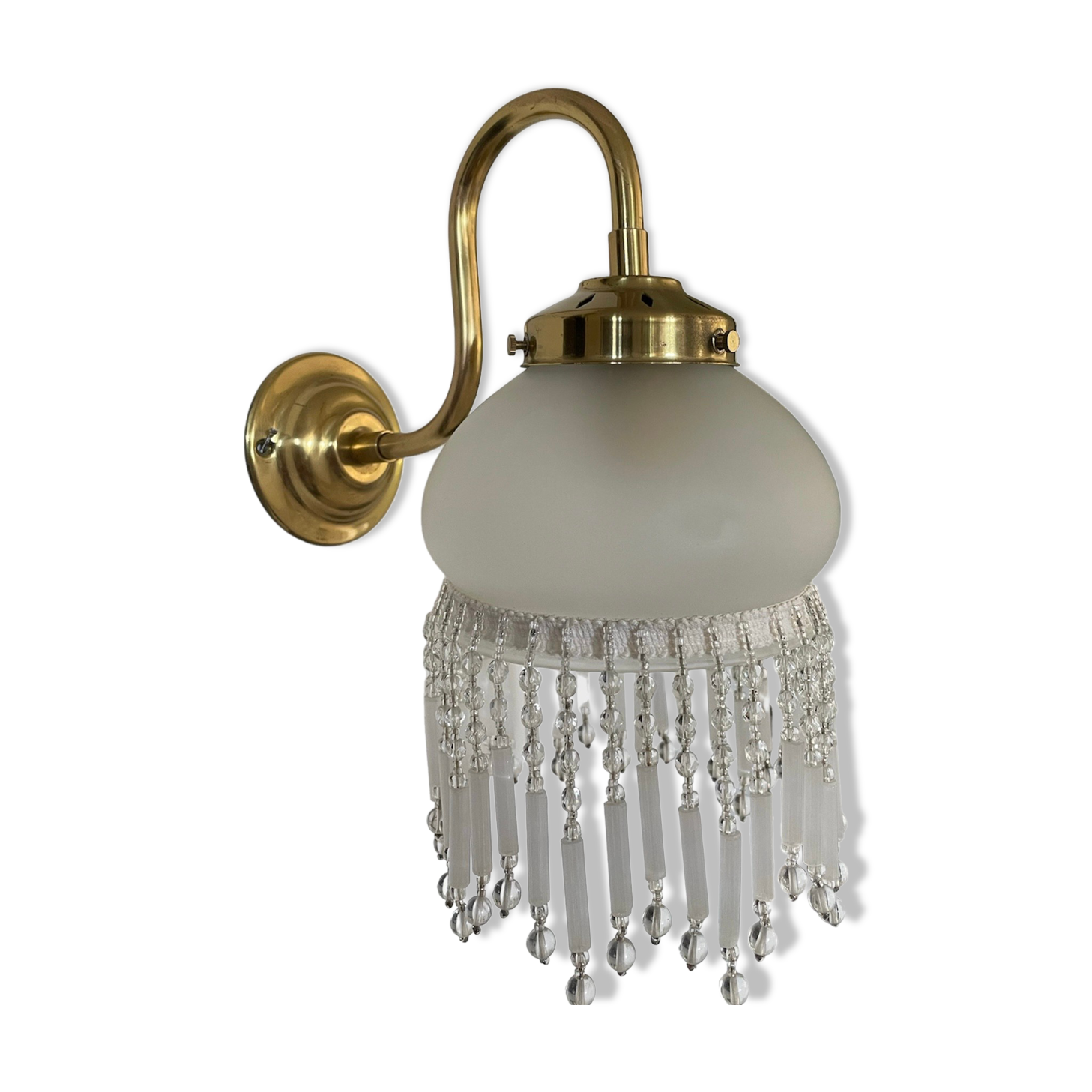 Vintage brass gooseneck wall lamp