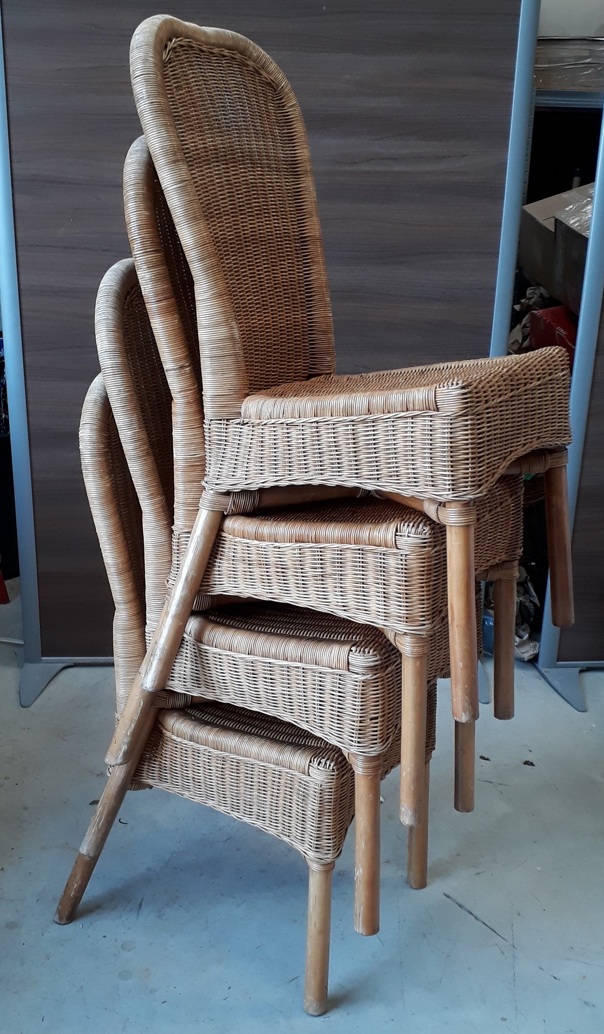 4 vintage rattan chairs 1970
