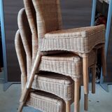 4 vintage rattan chairs 1970