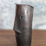 Copper sculpture signed Beaucousin Gérard, face-shaped sculpture, collection.