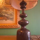 Vintage 70s lamp with a silk shade.
