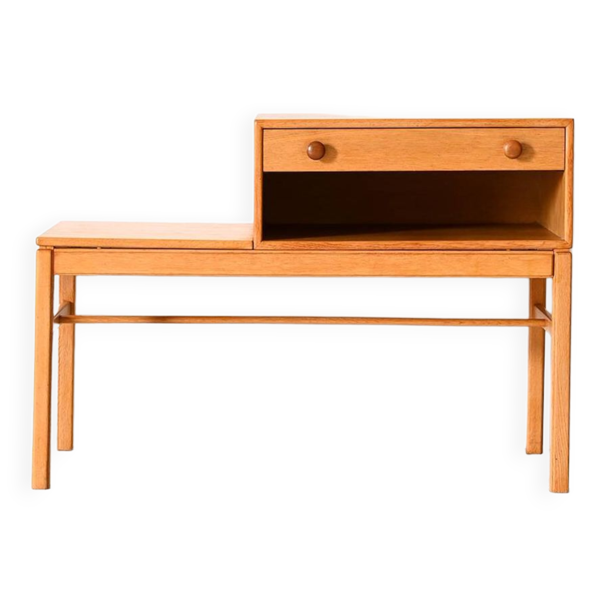 Scandinavian oak bench with drawer