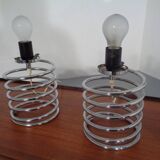 Opaline Glass and Chrome Table Lamps from Honsel, 1970s, Set of 2
