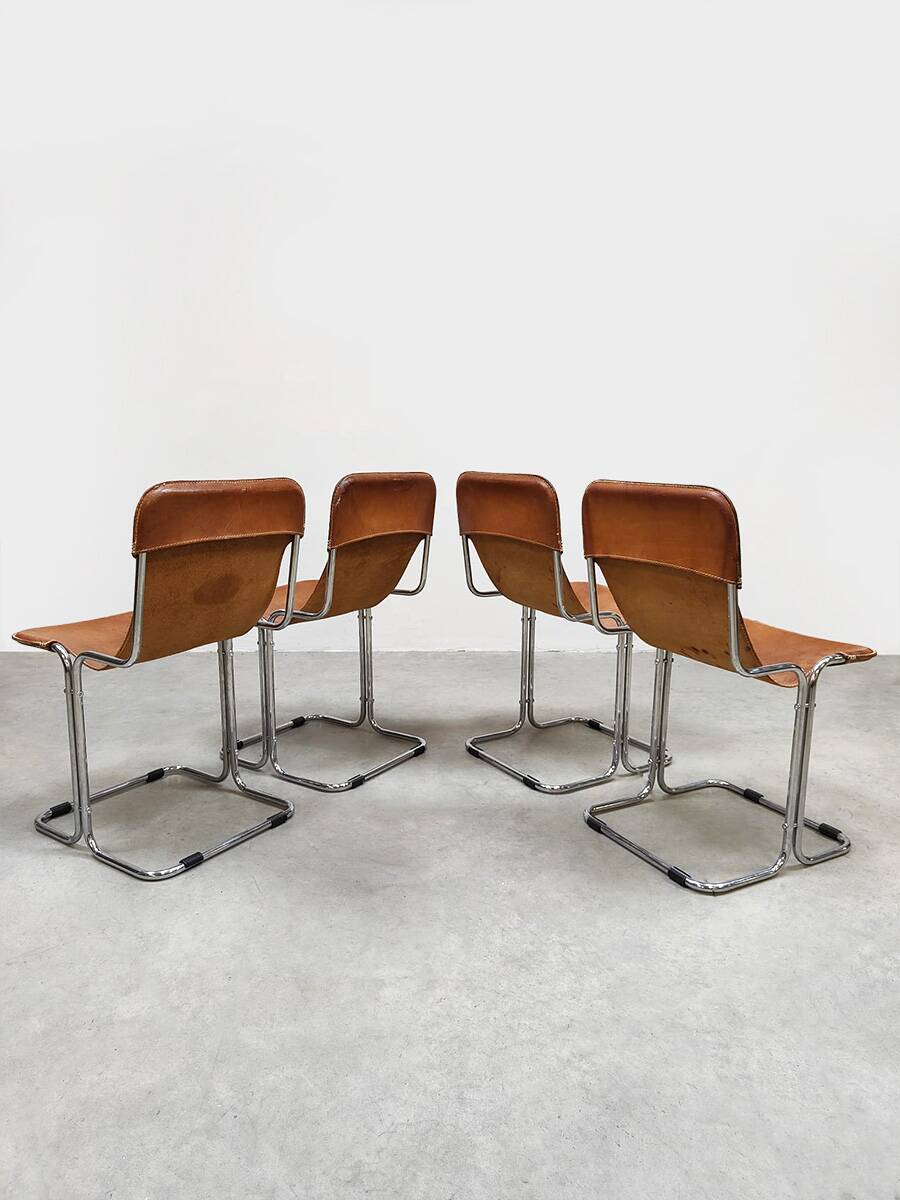 Vintage leather Calla Arflex dining chair Ari Colombo