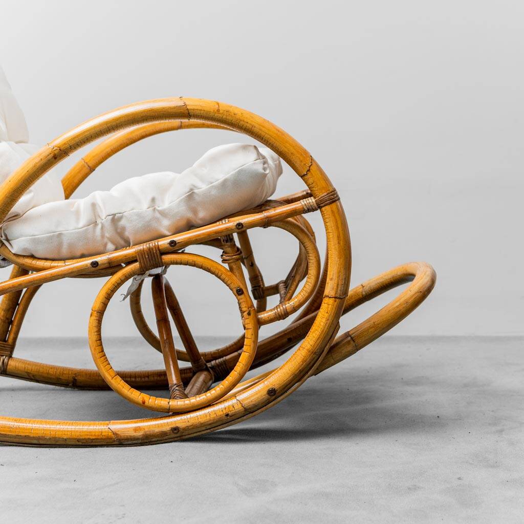 Paire de fauteuils à bascule en bambou van sliedregt noordwolde 1970 vintage