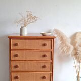 Vintage wicker chest of drawers.