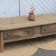 Grande table basse de ferme ancienne esprit campagne chic