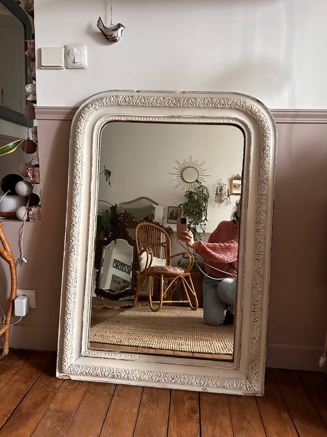 Antique Louis Philippe trumeau mirror 104 x74