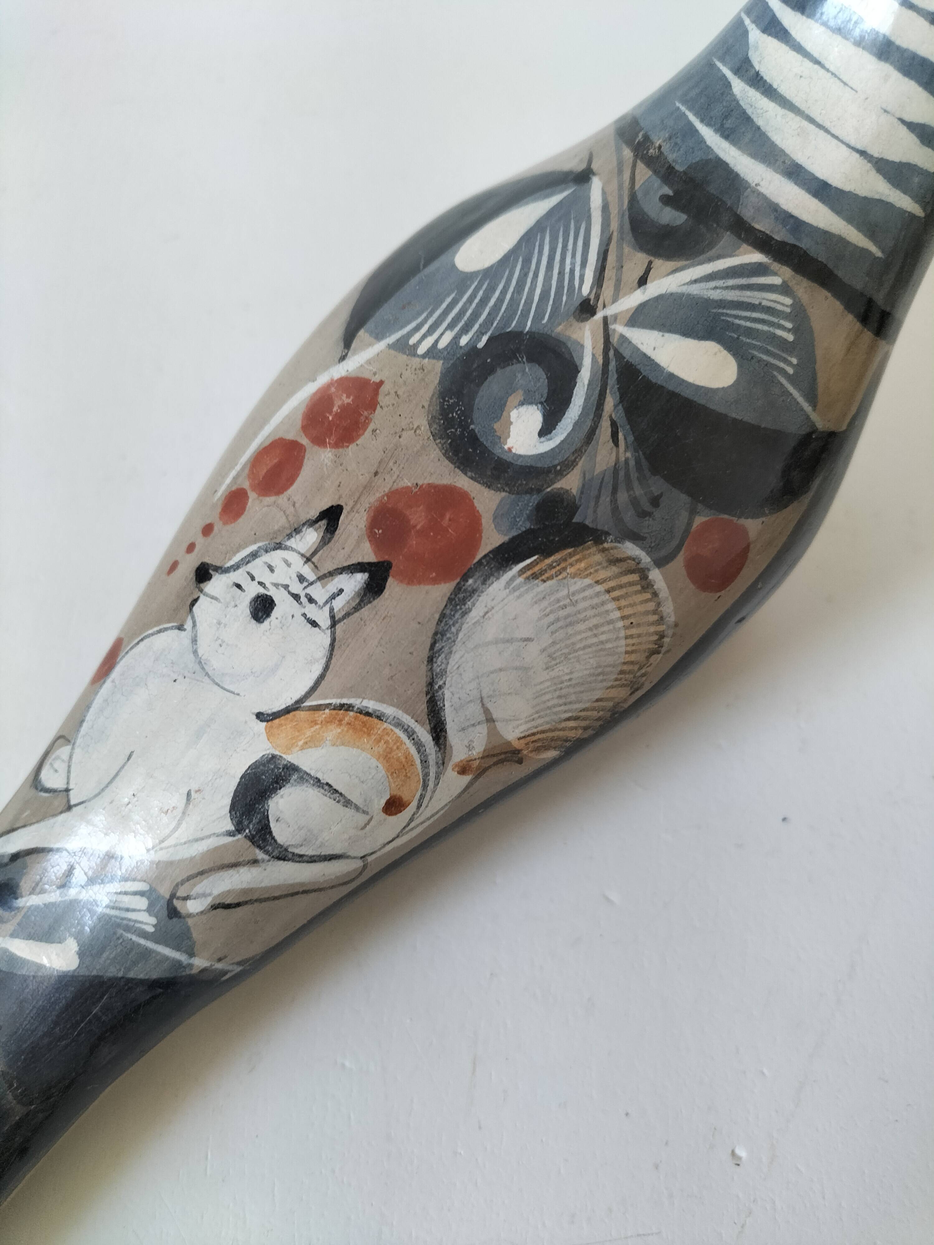 Ceramic dove from Mexico – Decorated with nahual cat