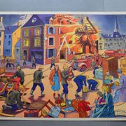 Rossignol educational school poster front and back "the fire" and "the toy store"
