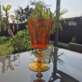 Vintage blown glass vase – orange bubble crystal – circa 1970