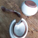 Small pot sugar and mustard bowl signed Atch, Chantal and Thierry Robert