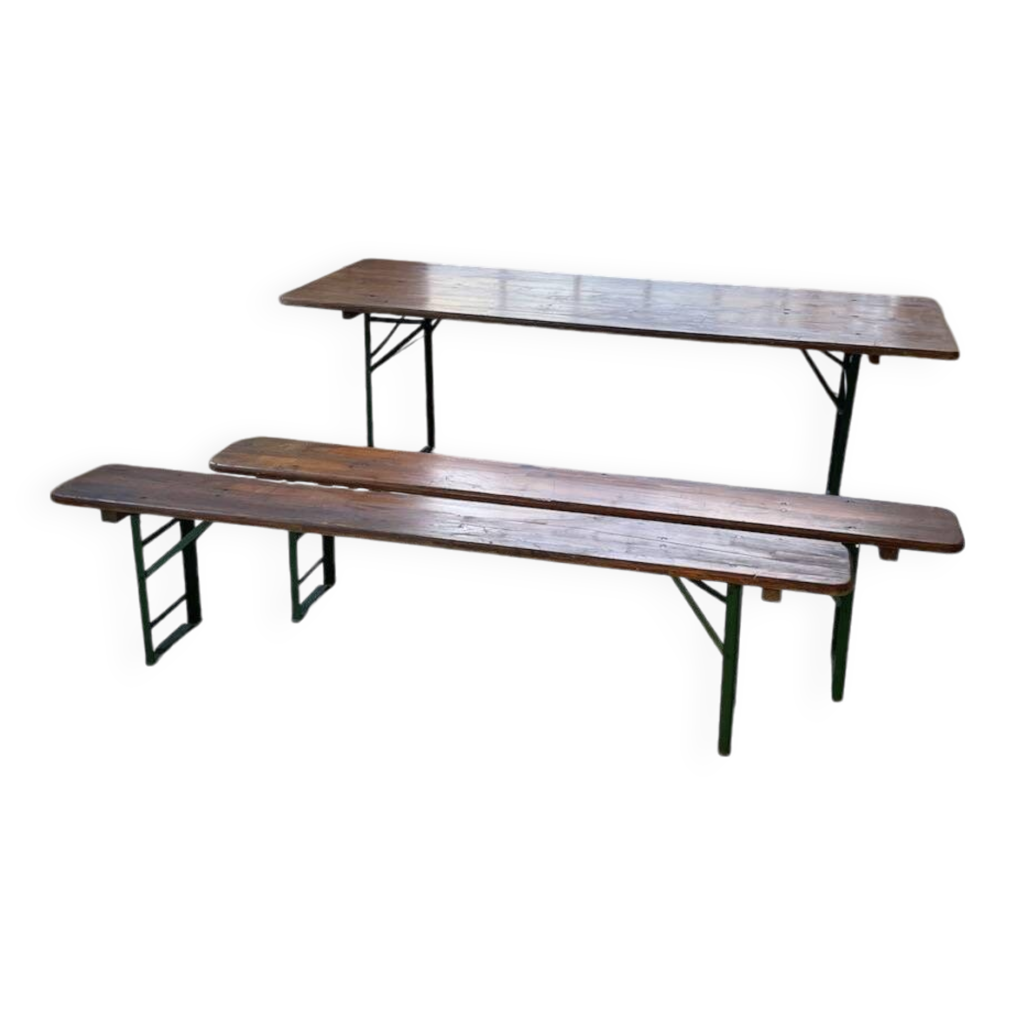 Guinguette table and its 2 benches