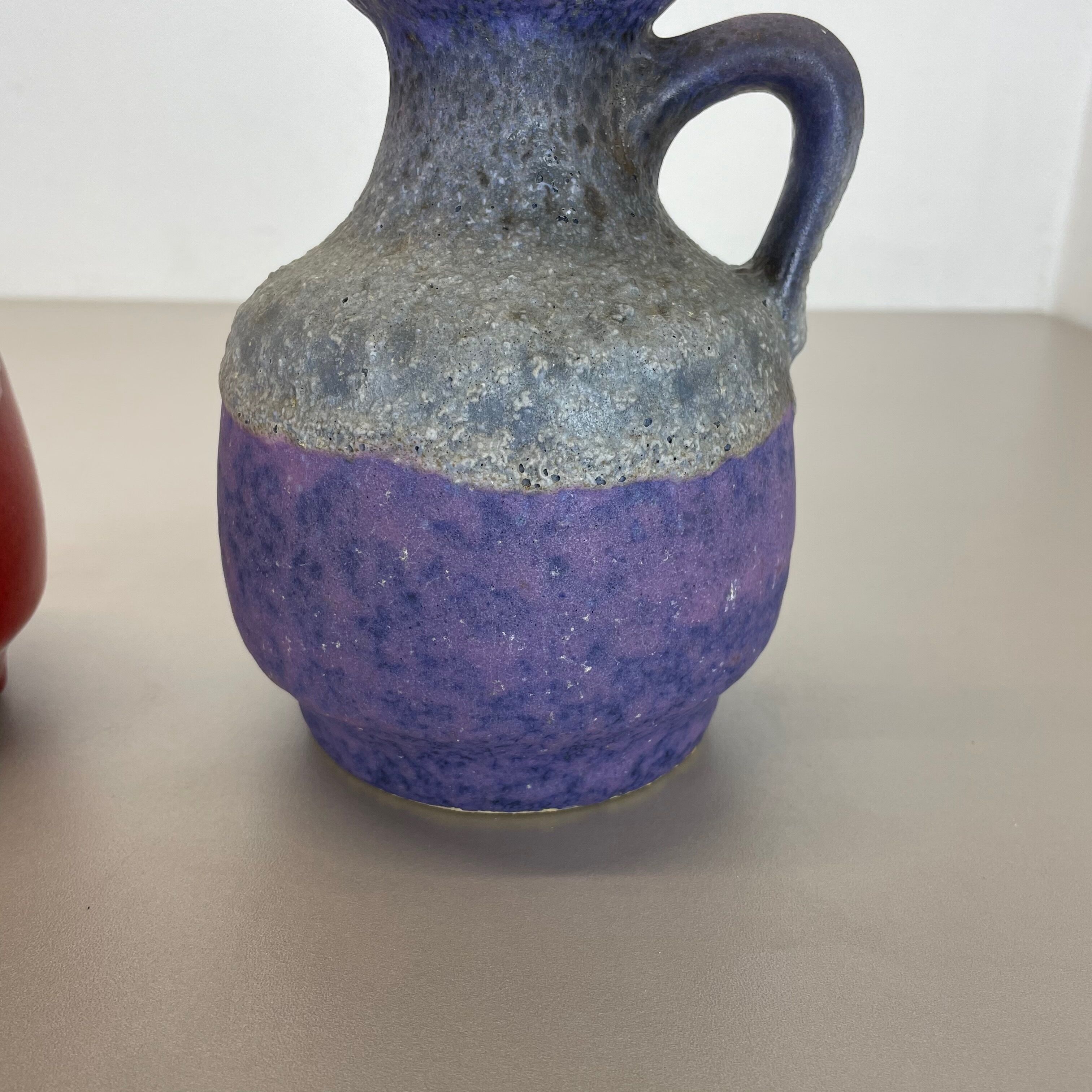 Set of Two Pottery Fat Lava Vases "Purple-Red" by Jopeko, Germany, 1970s