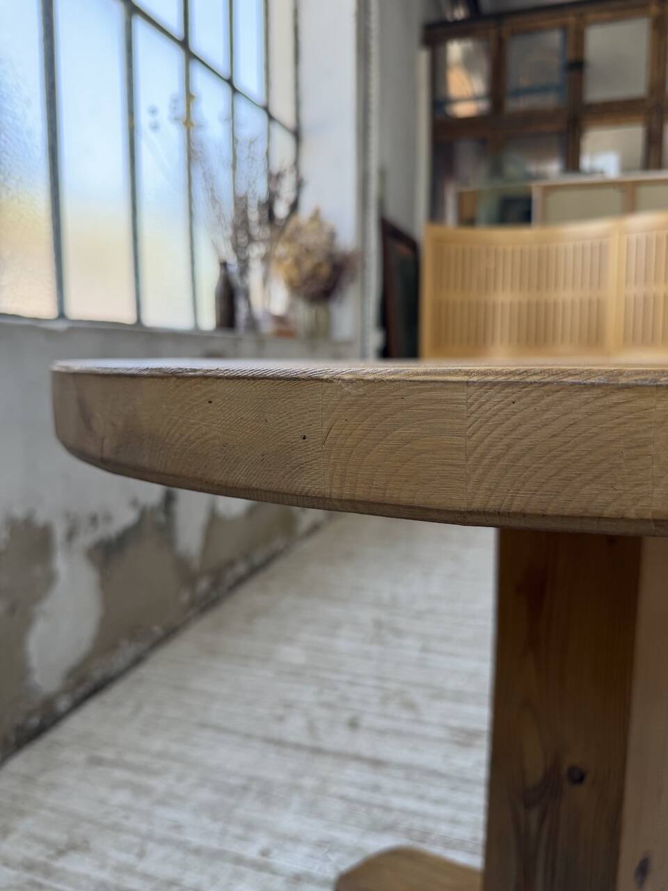 Brutalist pine oval table