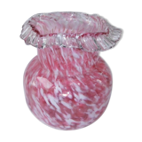 Vase ball old Clichy collection blown glass speckled white pink