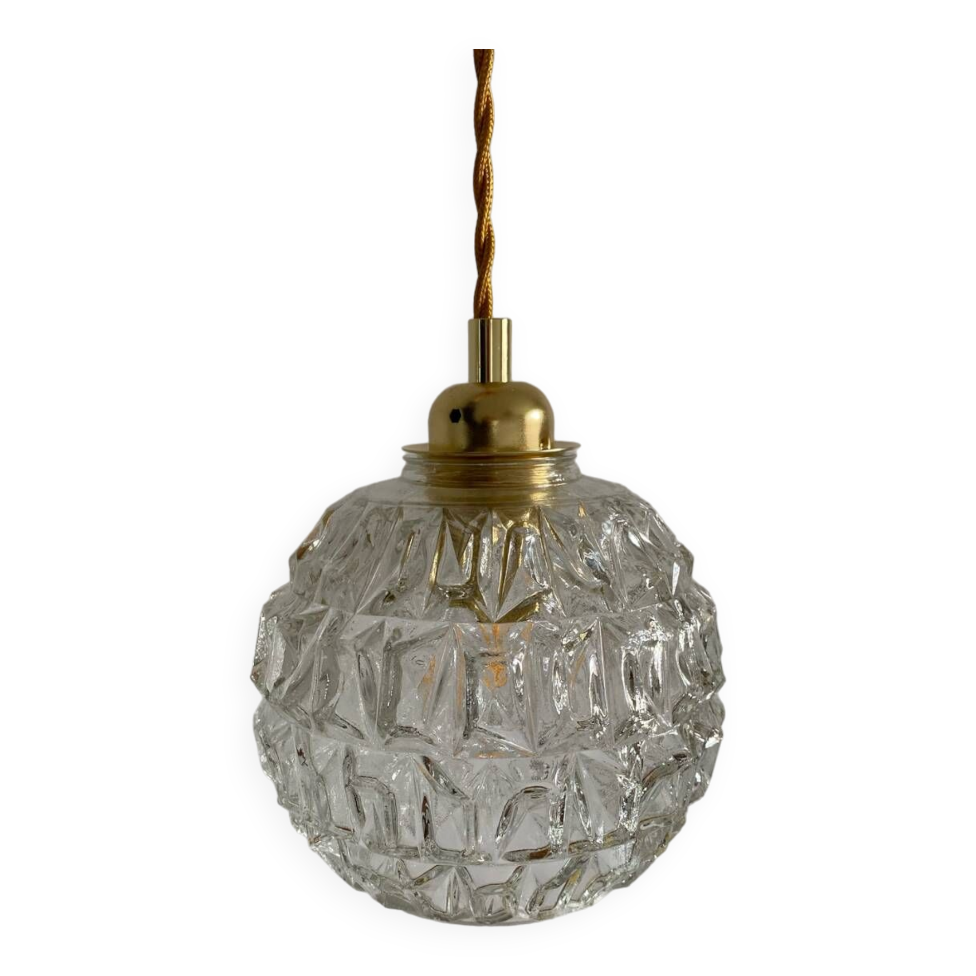 Baladeuse avec globe vintage en verre moulé