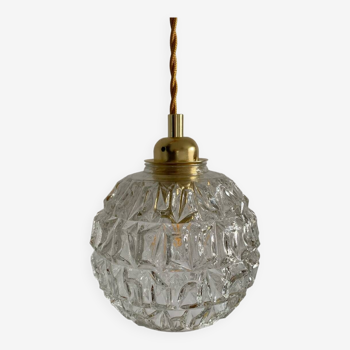 Walking lamp with vintage molded glass globe