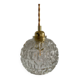 Walking lamp with vintage molded glass globe