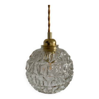 Walking lamp with vintage molded glass globe