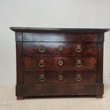 Chest of drawers in wood and gray marble with 4 drawers nineteenth century