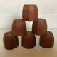 Six Scandinavian teak wood egg cups