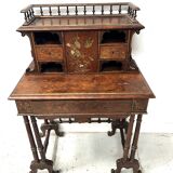 Wooden stepped desk decorated with pyrography, 19th century
