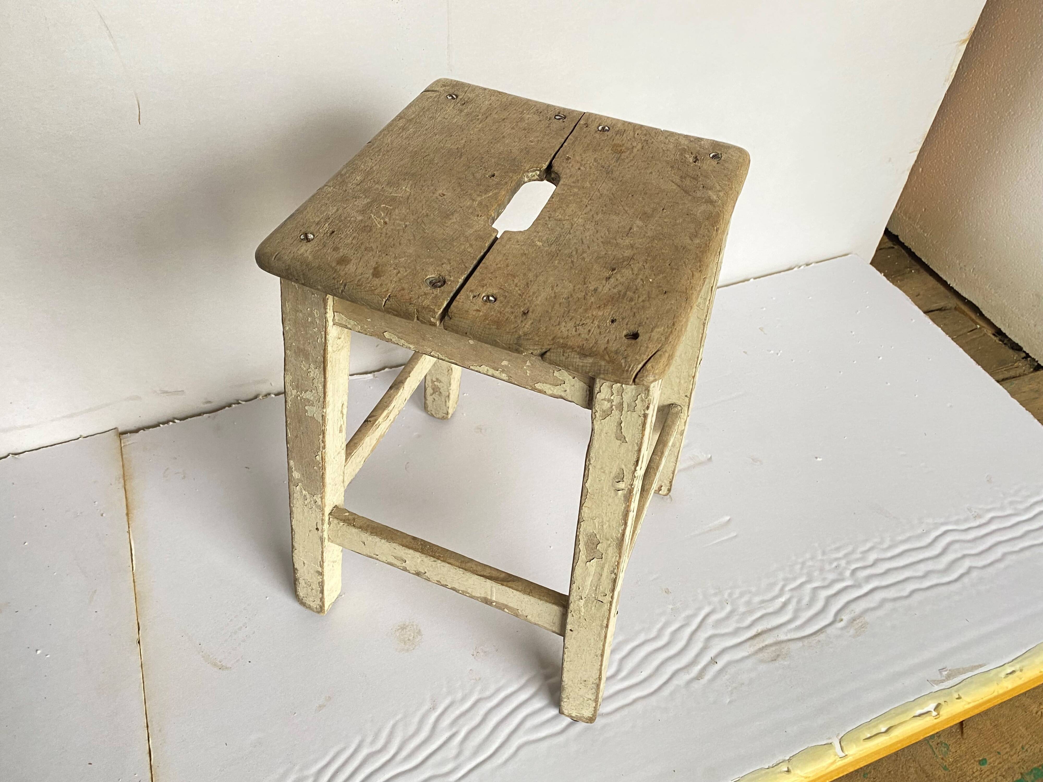 Wooden workshop stool from the 1950s