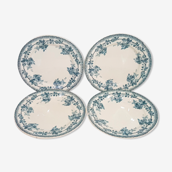 Set of 4 flat plates in earthenware of Choisy le Roi