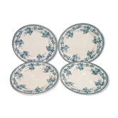 Lot de 4 assiettes plates en faïence de Choisy le Roi modèle Paris, terre de fer