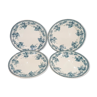 Set of 4 flat plates in earthenware of Choisy le Roi