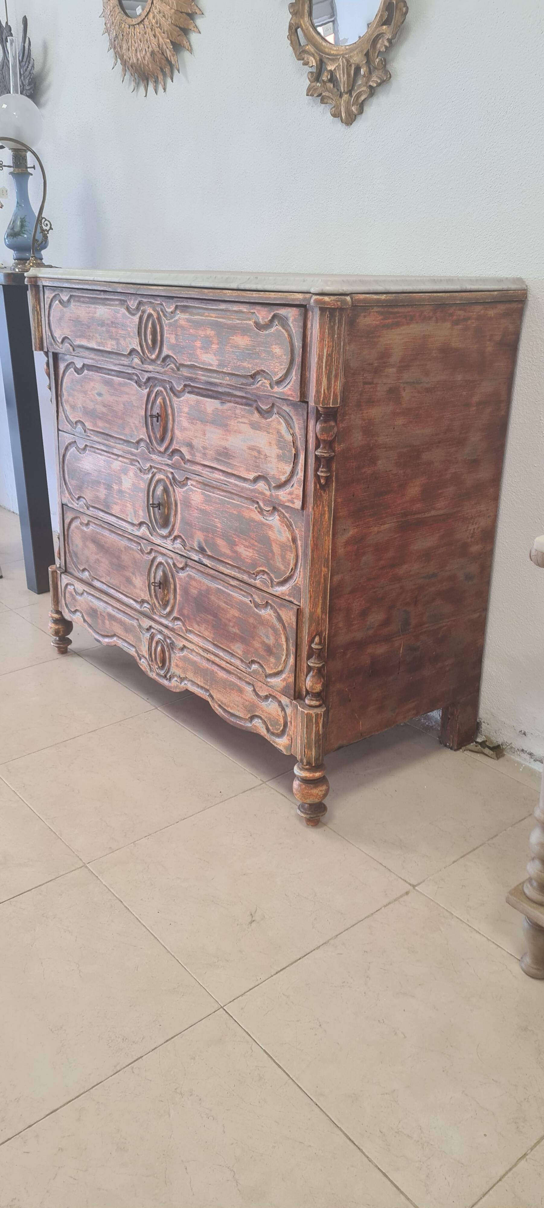 commode ancienne belle patine prof  4 t  l118x56h110 tres belle