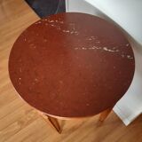 Pedestal table or cherry side table, grill marble top