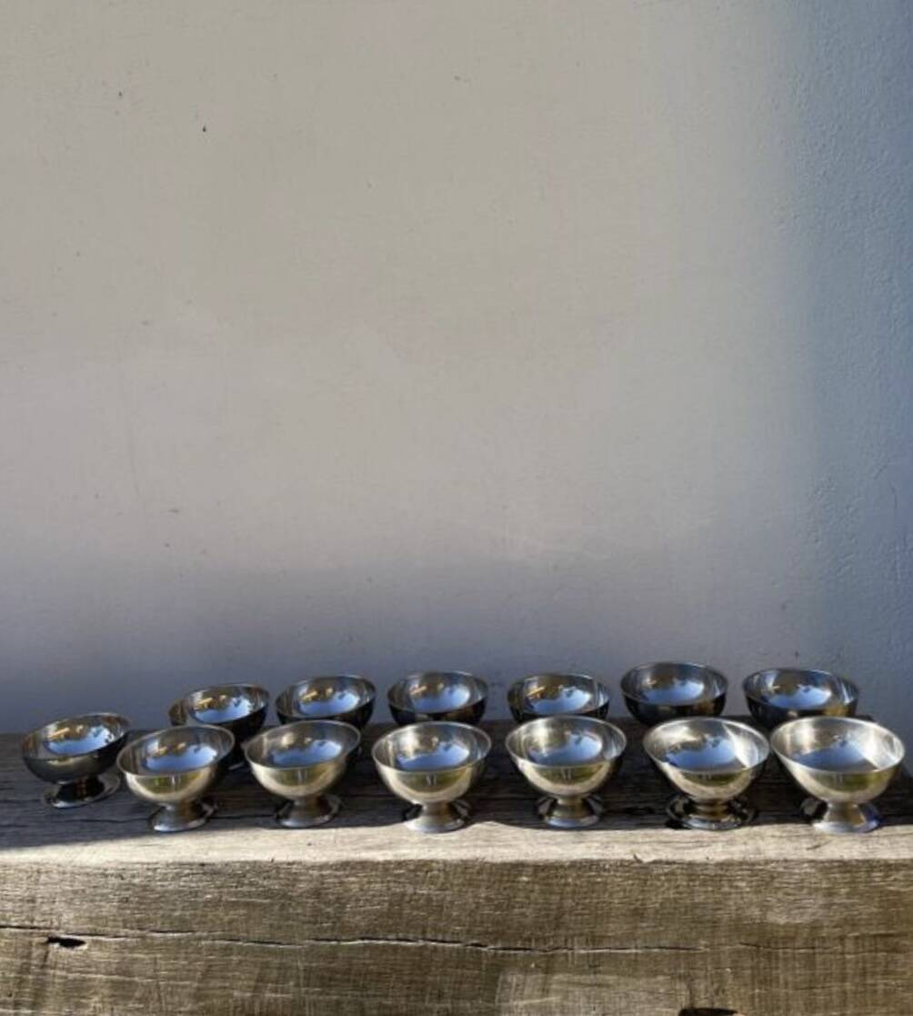 12 vintage stainless steel bowls