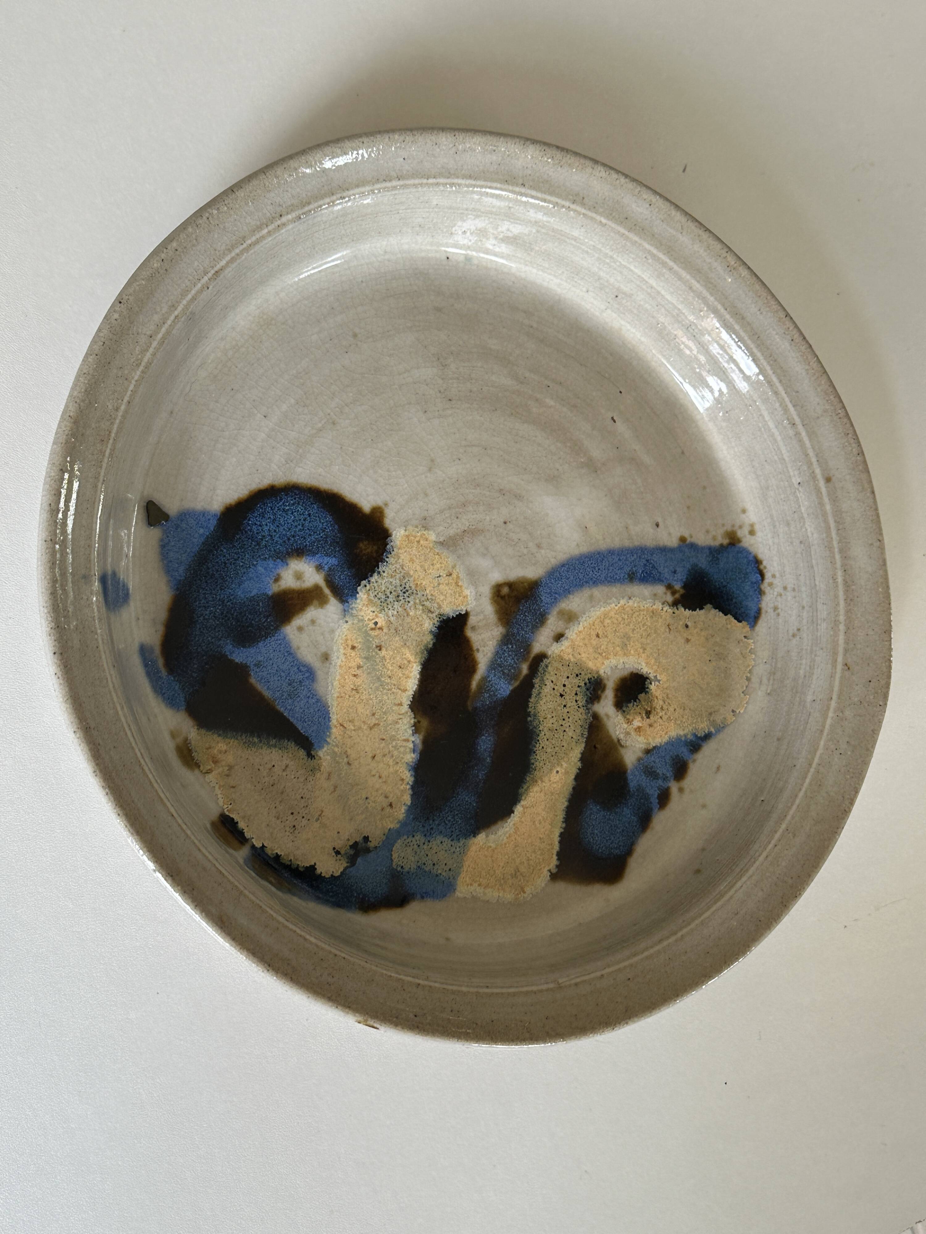 Ceramic plate signed vintage 70s