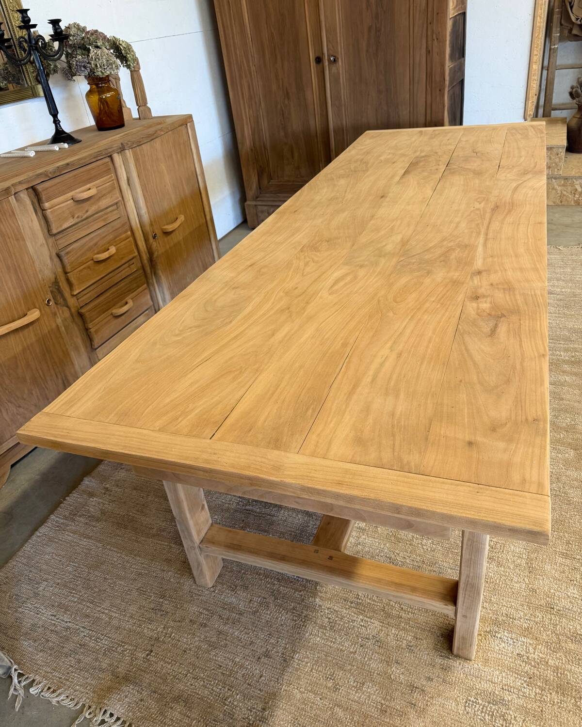Solid wood farmhouse table