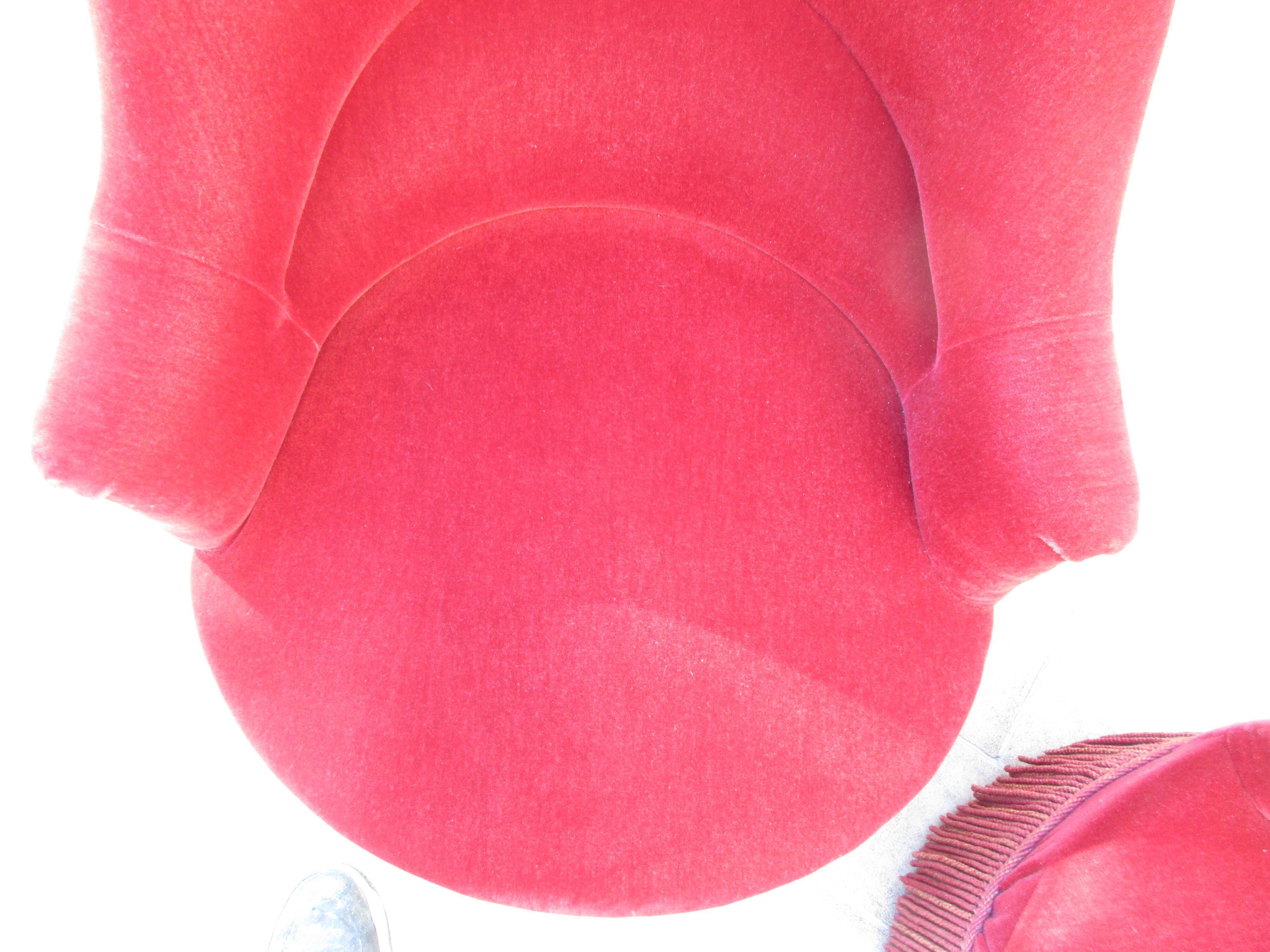 Pair of red velvet toad chairs