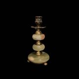 Base de lampe 1960 18cm en onyx plaque dorée vintage ancien