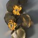 Large lily pad ceiling light in gilded brass Hollywood Regency — 7 lights — 1970